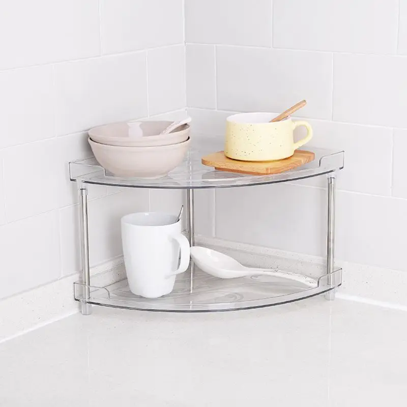 

2 Tier Bathroom Shelf Corner Rack Shower Shampoo Soap Cosmetic Storage Organizer for storing holding items in corner