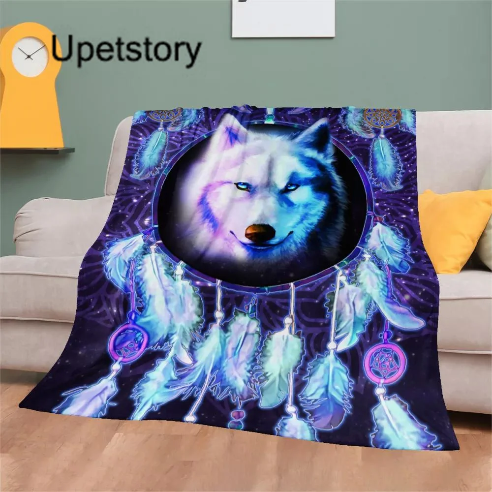

Upetstory Dreamcatcher Wolf Fleece Blanket Warm Bedroom Throw Blanket on Bed Sofa Bedding Travel Sherpa Blankets for Adult Kids