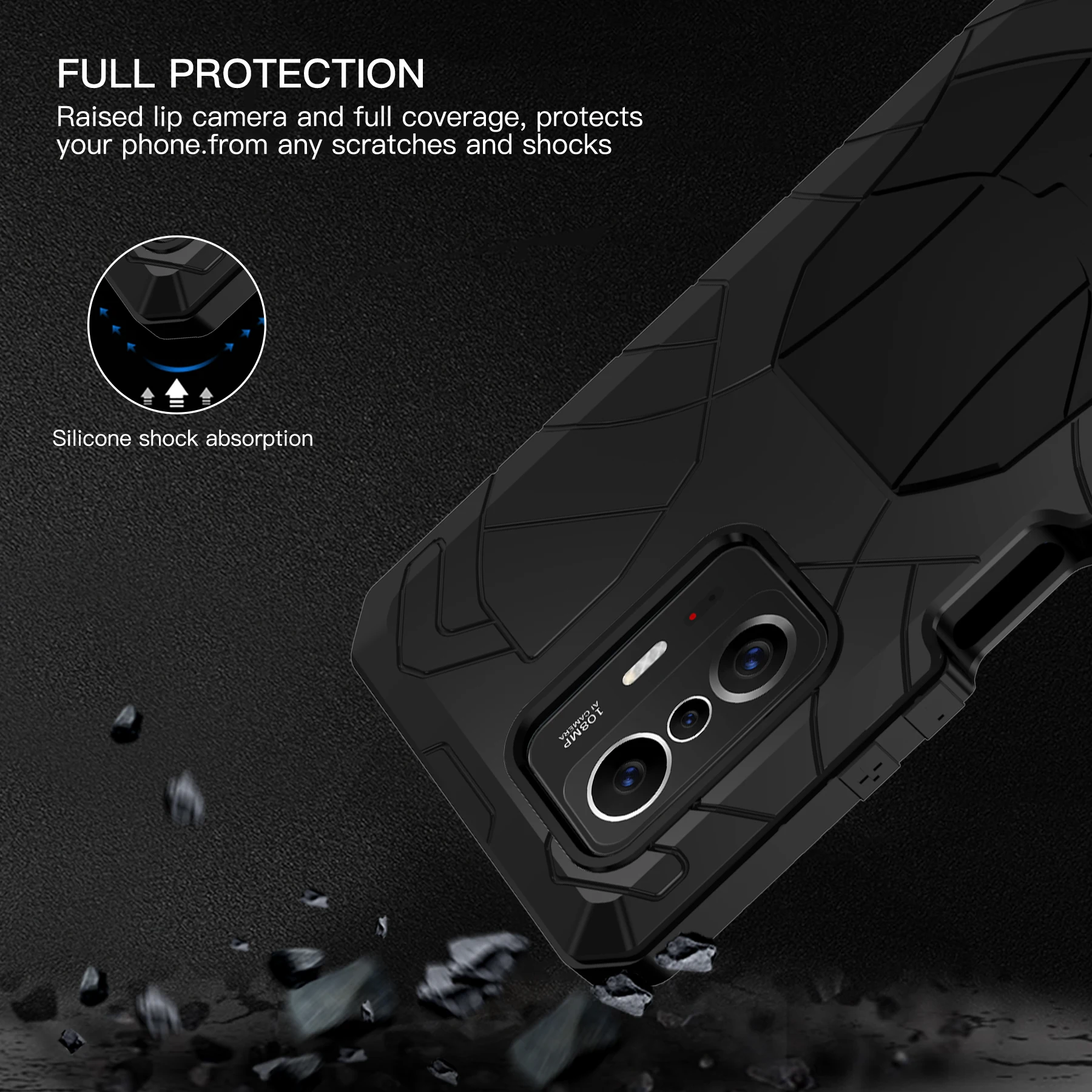 For  Xiaomi 11T Metal Heavy Duty Protection Cover Shockproof Dropproof Dustproof Mi 11T Pro Phone Case with Tempered Glass