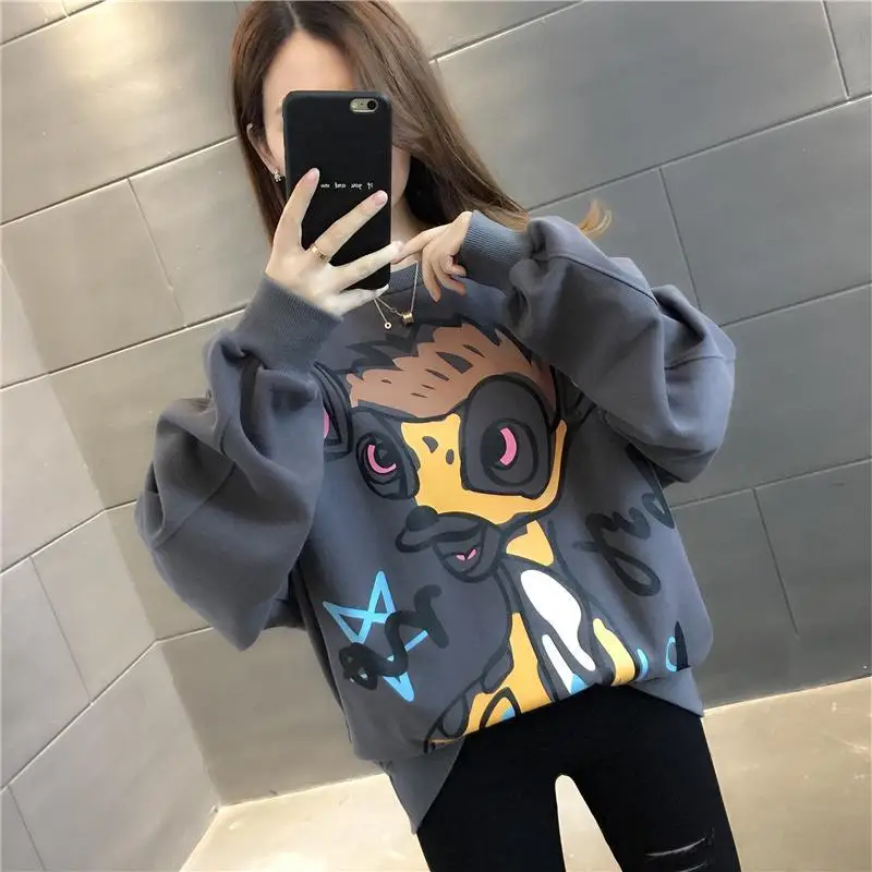 

All-match spring and autumn women's sweater women's 2021 new Korean version of loose cartoon anime upper clothes ins tide jacket