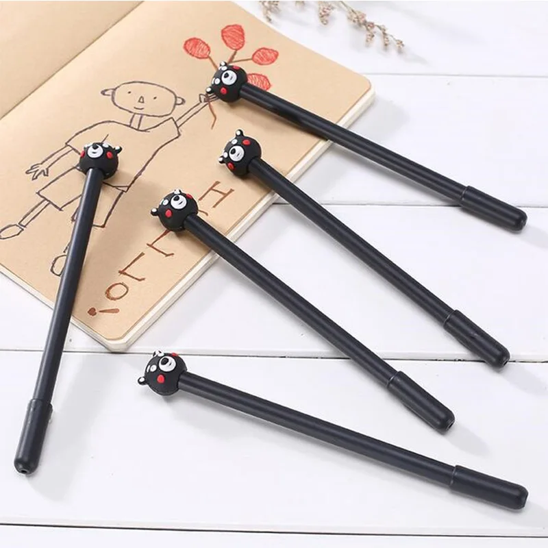 

1pcs/lot Cute Pens For School Black Bear With Black Bar Hat School&office Supplier Black Ink Gel Pen