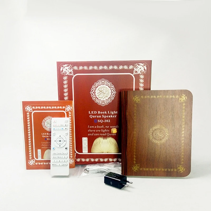 

Bluetooth Quran Speaker Remote Control Folding LED Book Lamp Azan Colorful Light