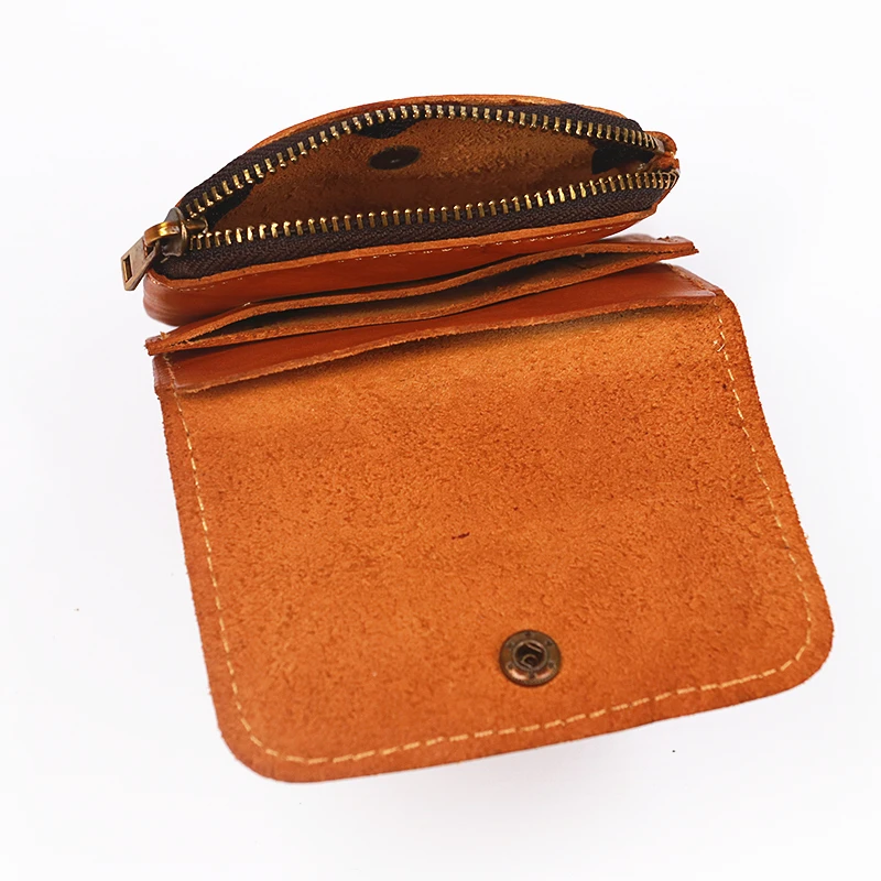 Genuine Leather Wallet For Men Women Brand Vintage Handmade Short Small Men's Wallets Purse Card Holder With Zipper Coin Pocket | Багаж и