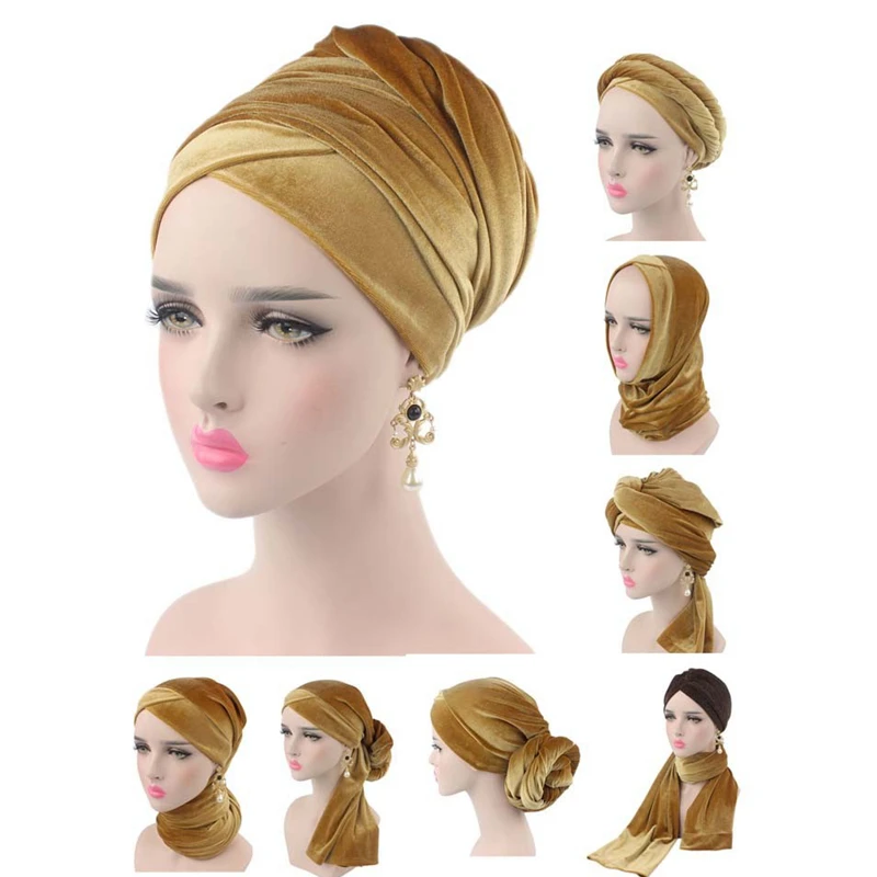 Женские бархатные тюрбаны хиджабы головные уборы в африканском стиле тюрбанов