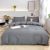 solid color quilt cover single double duvet cover grey king size comforter cover high quality skin friendly fabric bedding cover