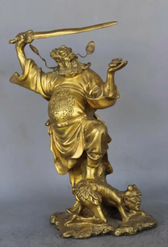 

Китайская статуя Чжун из чистой латуни Куй ChungKuel God Catch Demon Devil