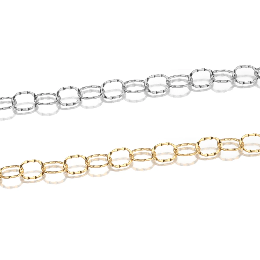 

1Meter Stainless Steel Hollow Textured Circle Oval Link Chain for DIY Punk Necklace Jewelry Making Handmade Findings Wholesale