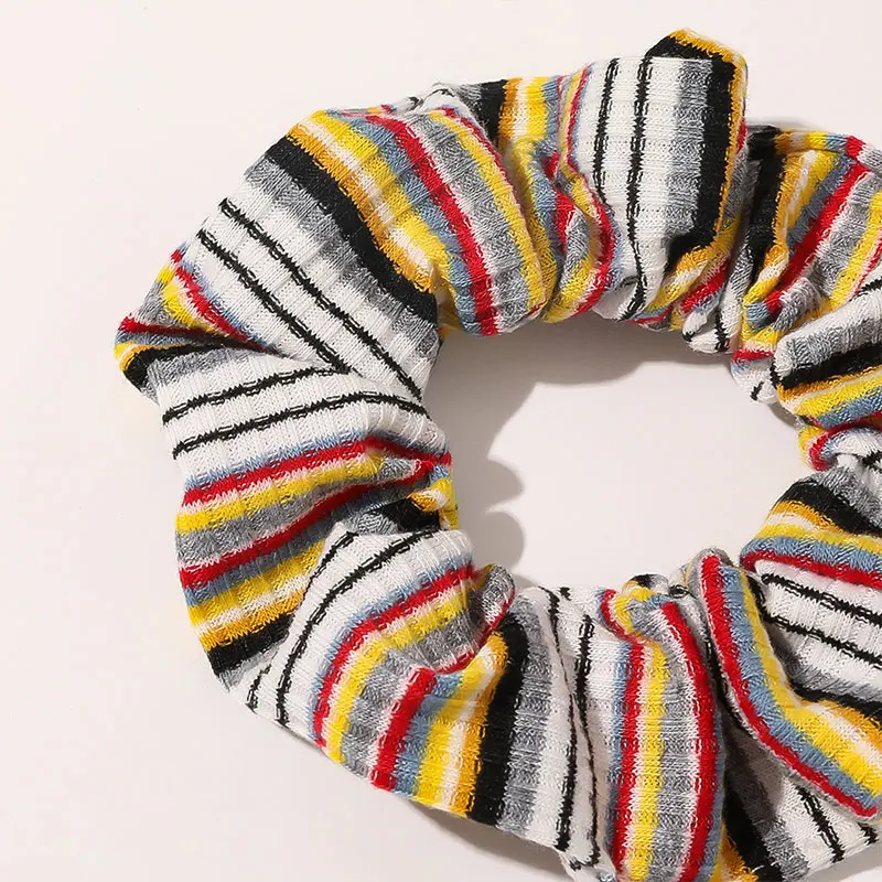 Вязаные резинки для волос цветные полосатые хвост радуги яркие цвета винтажные