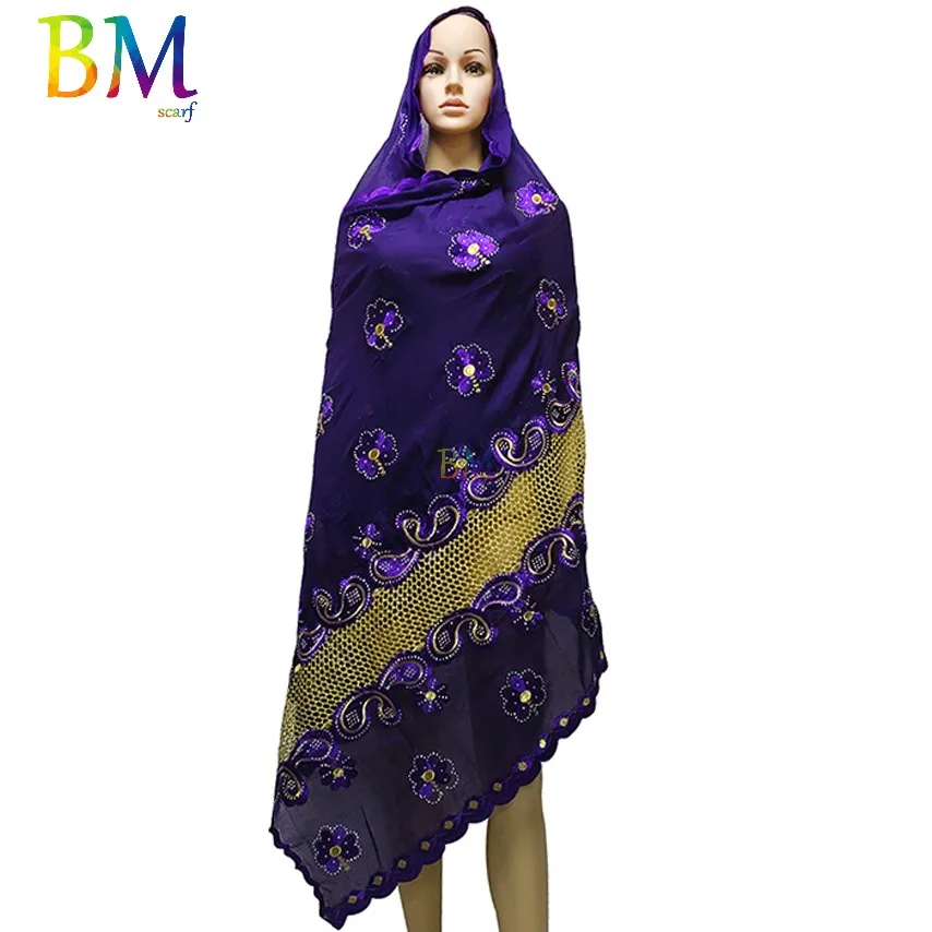 Новый Африканский мусульманский вышитый женский хлопковый шарф красивый и