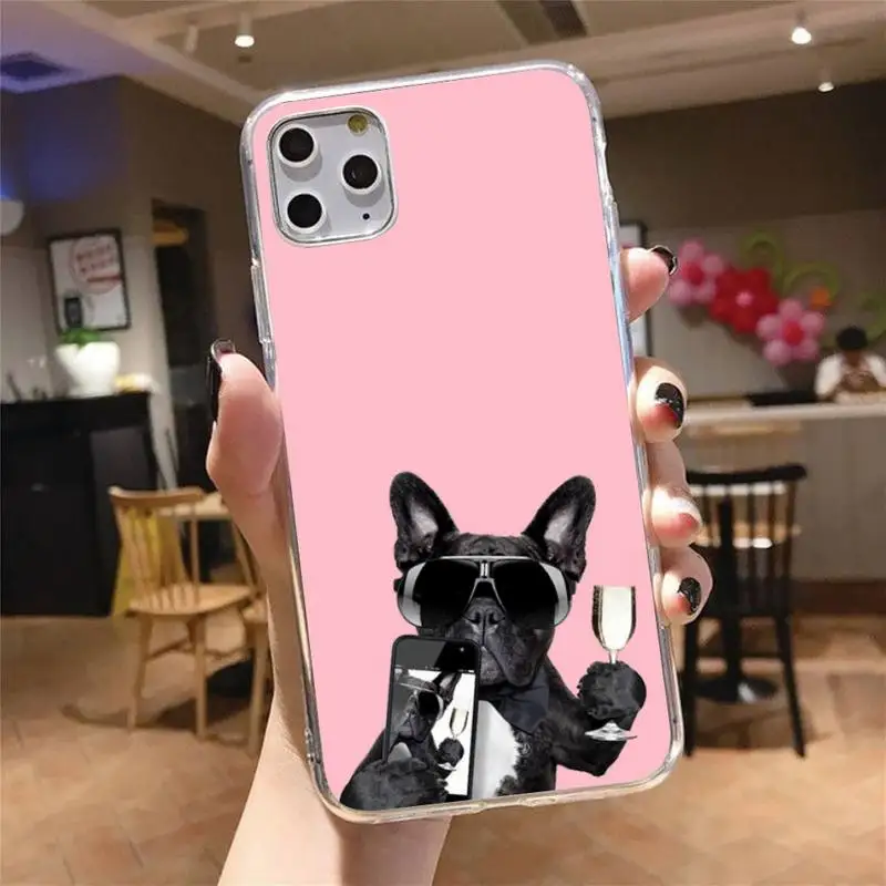 

French bulldog dog Phone Case Transparent for iPhone 6 7 8 11 12 s mini pro X XS XR MAX Plus cover funda shell