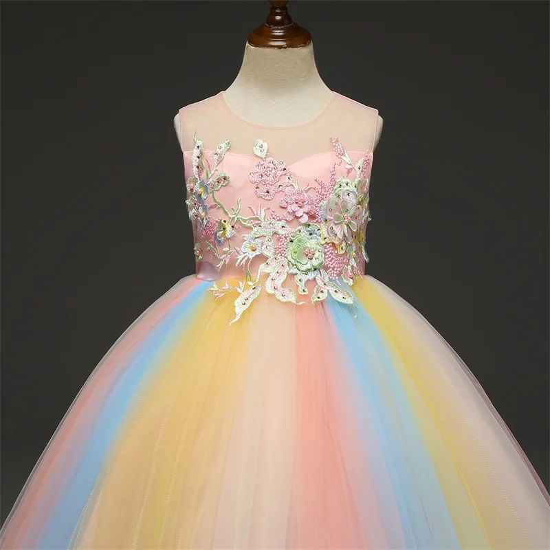 Элегантное платье принцессы для маленьких девочек с цветочным рисунком нарядные