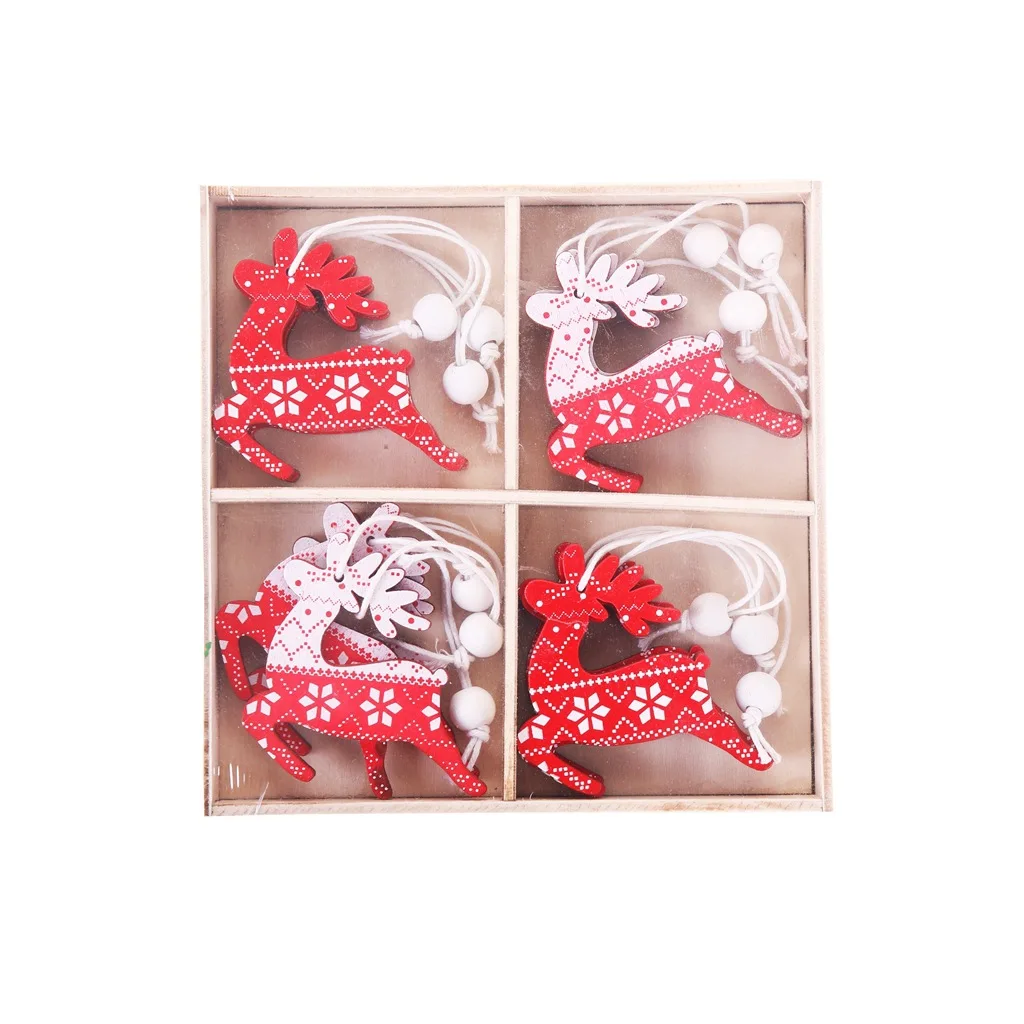 12pcs style 4 12 шт./кор. Мульти Стиль дерево Рождество Декор для дома Рождество елка кулон Санта Клаус Лось новогодняя елка Рождественские украшения - Цвет: 12pcs style 4