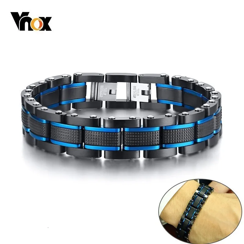 Vnox стильные синие и черные браслеты цепочки для мужчин из нержавеющей стали