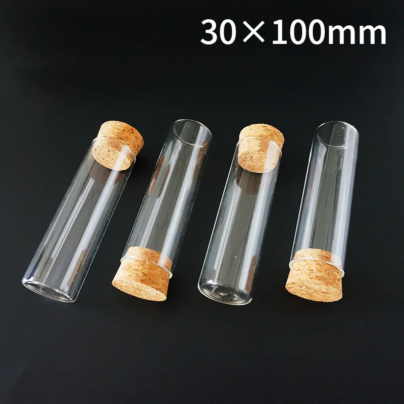 

12 шт./лот 30x100 мм стеклянная пробирка с плоским дном и пробкой, маленький контейнер для трубок, обучающие и школьные принадлежности