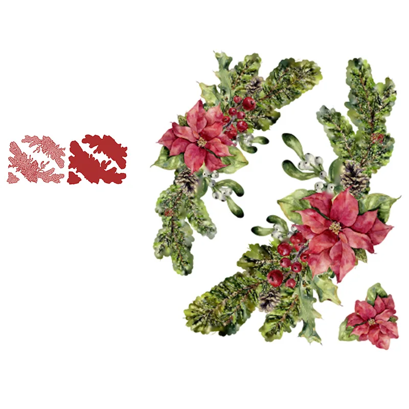 

Christmas theme flowers New Metal Cutting Dies & Stamps Scrapbook Dariy Decoration Stencil Embossing Template DIY Greeting Card