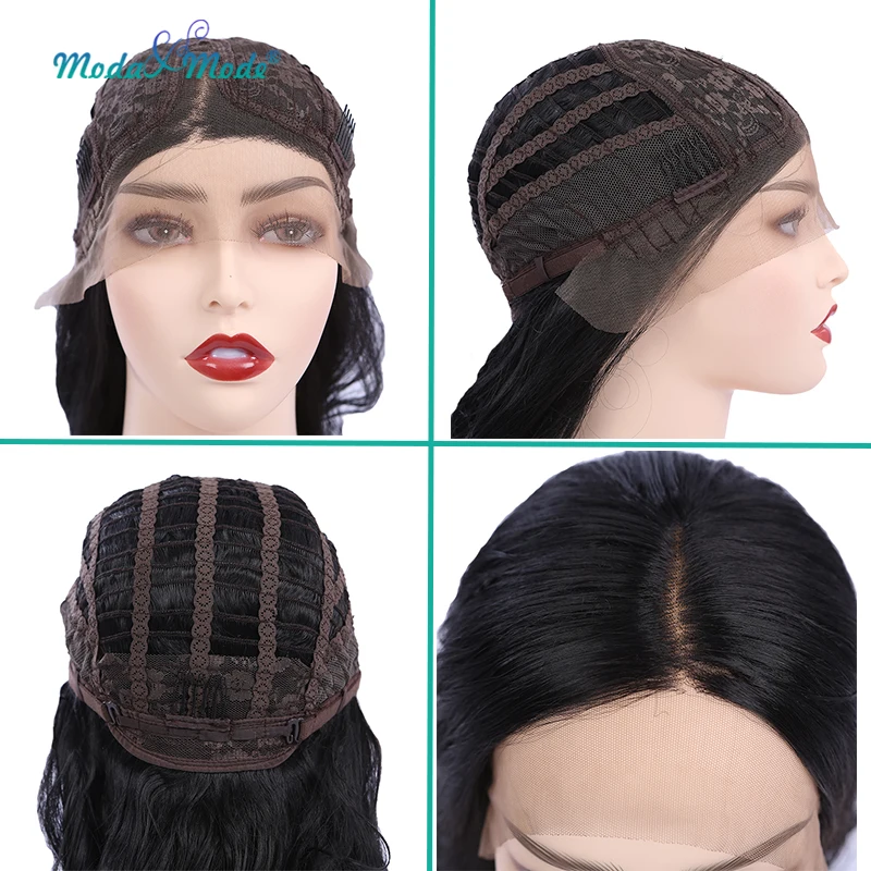 

Mado & Mode synthetic lace front wig 28 Long Body Wave Black Lace Wig for African American Synthetic Wigs For Women