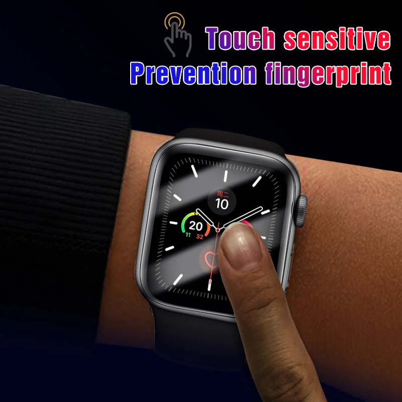 Защитная пленка 9D с закругленными краями для Apple Watch 5 6 40 мм 44 мягкая Гидрогелевая