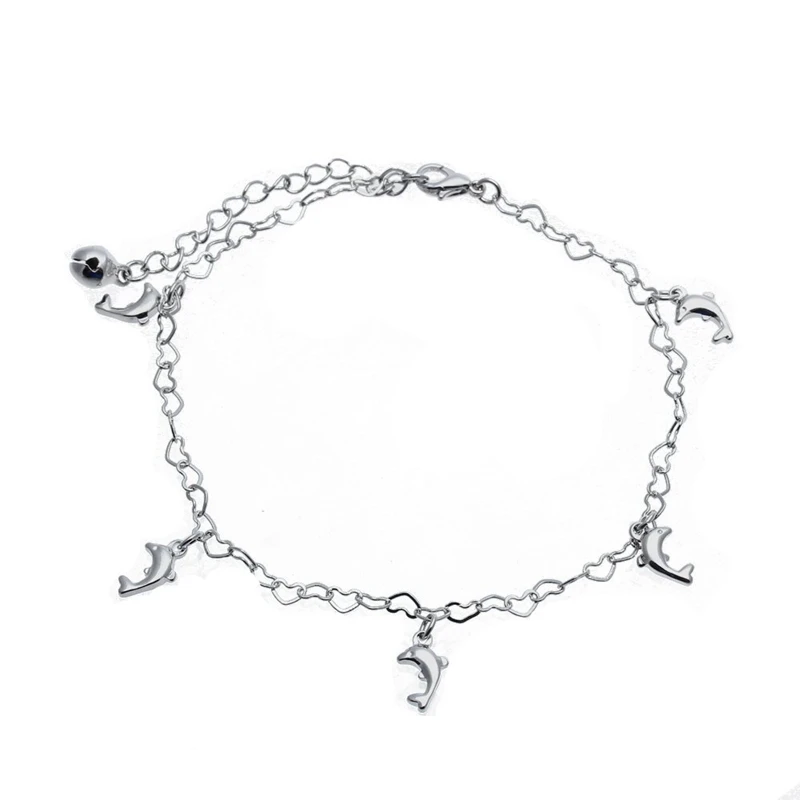 Женские браслеты на щиколотке белого золота с подвеской в виде дельфина|Браслеты