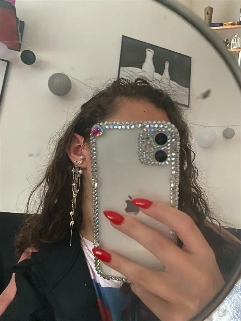 

DYEFROB Fashion Korean Pendant Earrings Alloy Long chain Fringe Pearl Earrings Temperament Women's Accessorie Wedding Party Gift