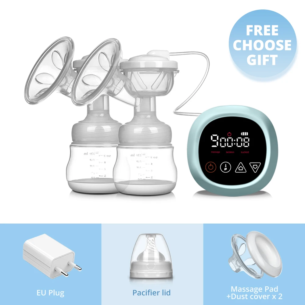 2021 NEW Bilateral Electric Breast Pump Suction Large Automatic Massage Postpartum Milk Maker LCD Touch Screen Control BPA Free double electric breast pump