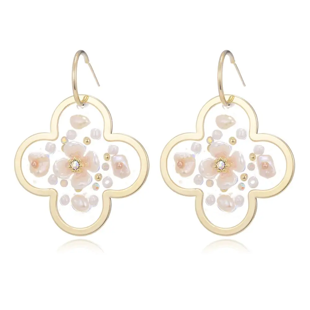 Серьги-подвески женские из меди и металла с натуральным жемчугом | Украшения