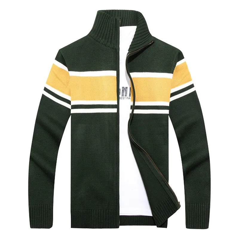 

New Mens Cardigan Slim Fit Jumpers Knitwear Sweater Warm Autumn Casual Clothing patchwork Fashion Brand thick top coat