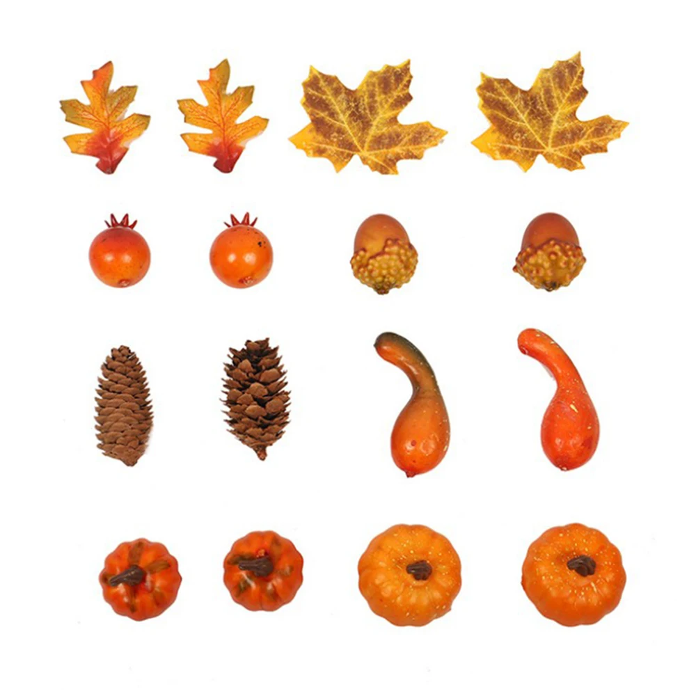Artificial Pumpkins With Artificial Maple Leaves Autumn Color Series Desktop Decoration For Halloween Thanksgiving