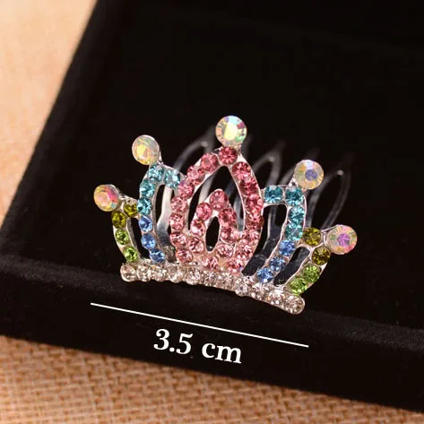 Colorful Rhinestone Small Crown Tiara For Girls Fashion Flower Girls Party Hair Tiara Hair Accessories images - 6