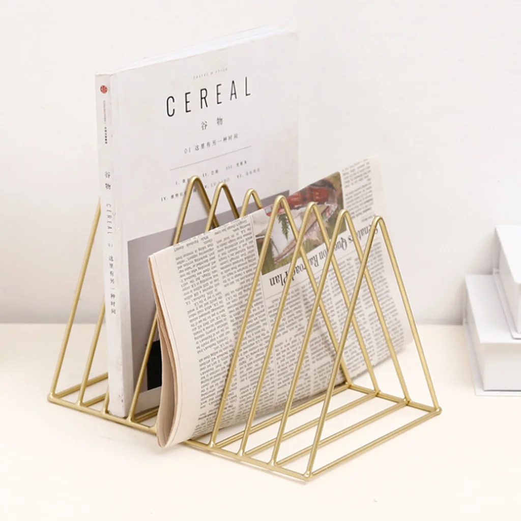 Metal Desk Book Holder Modern Minimalist Bookshelf Magazine Newspapers Storage For Home Office |