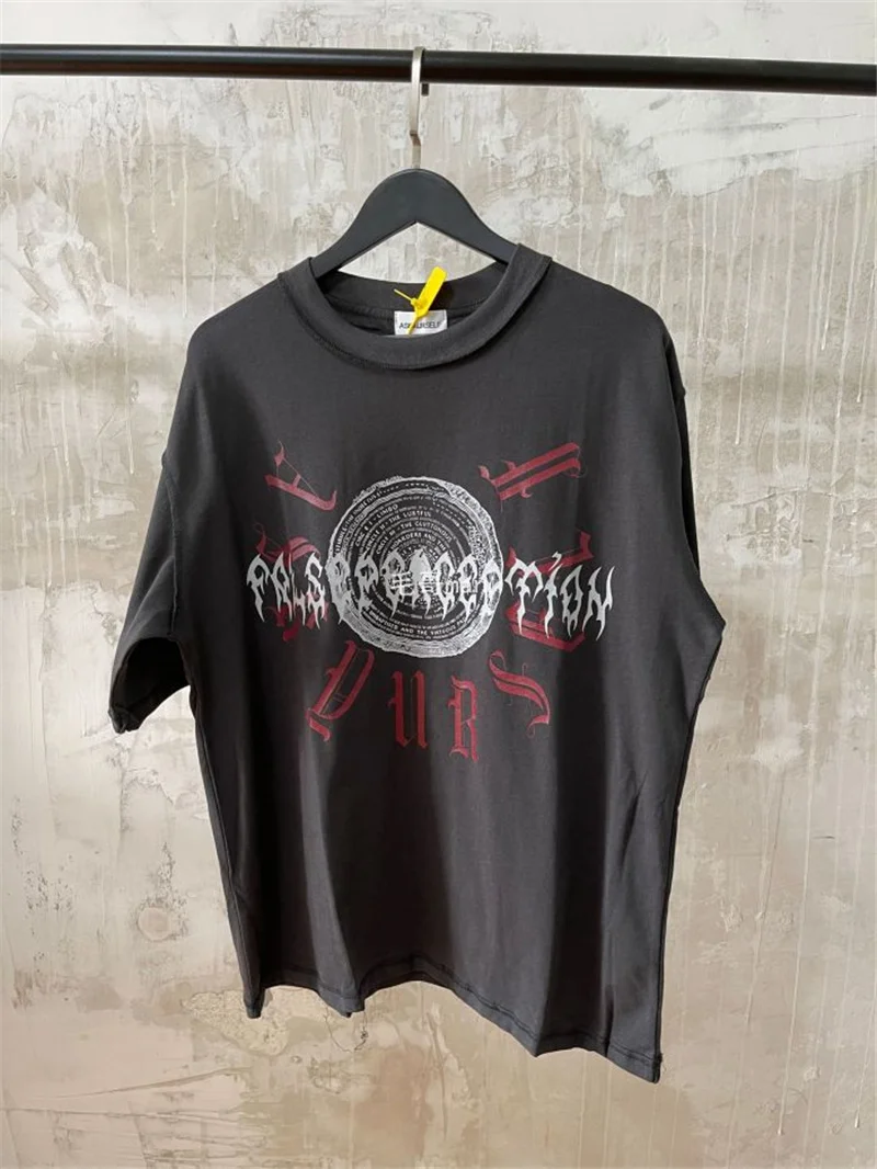 

Винтажная Футболка ASKYURSELF для мужчин и женщин, Готическая футболка Askyurself в масштабе 1:1, топы оверсайз, высококачественные махровые хлопковые...