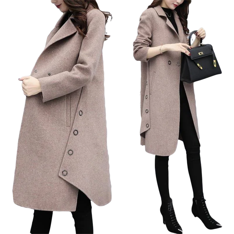 

2019 New Autumn Winter Coat Women High Quality Wool Blend Cardigan Jacket Coat Oversize Long Trench Coat Outwear Wool Coat Women