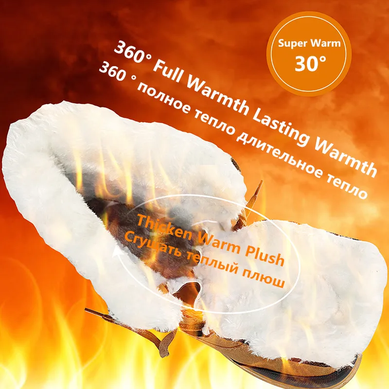 Мужские теплые ботинки на меху черные водонепроницаемые ботильоны с плюшевой