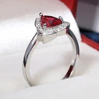 women rings silver plated heart friendship stone red topaz rings banquet wedding couple rings fashion jewelry send girlfriend