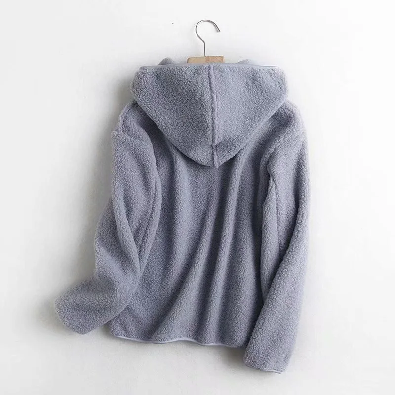 Women's Sherpa Jacket Fleece Winter Long Sleeve Coats Fuzzy Warm Fluffy Button Outwear Zipper Teddy ouc1370 | Женская одежда