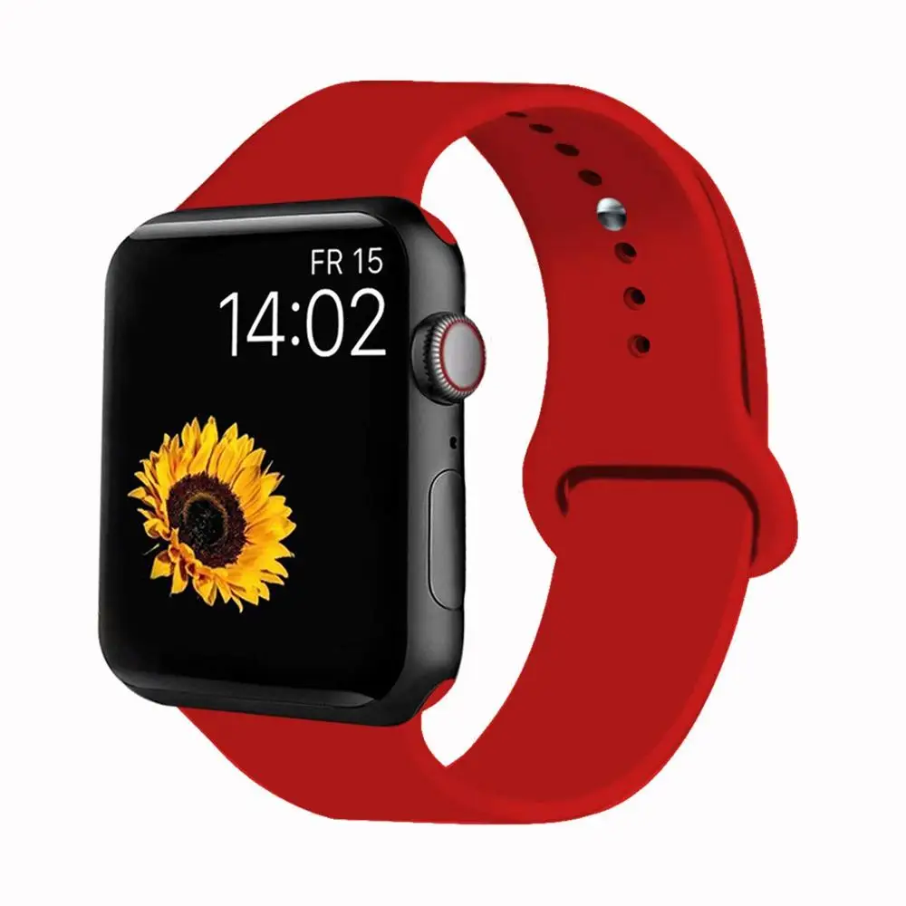 Red 32 Цвета мягкого силикона замена спортивный ремешок для Apple Watch группа 44 мм 40 мм Series4/3/2 /42 мм 1 38 мм наручные браслет ремень - Цвет ремешка: Red
