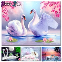 diamond painting full picture rhinestone embroidery stick drill cross stitch sets indoor decor wall chart crafts beautiful swans