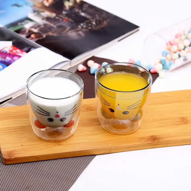 Креативная кофейная кружка с мышкой из двойного стекла забавные кружки