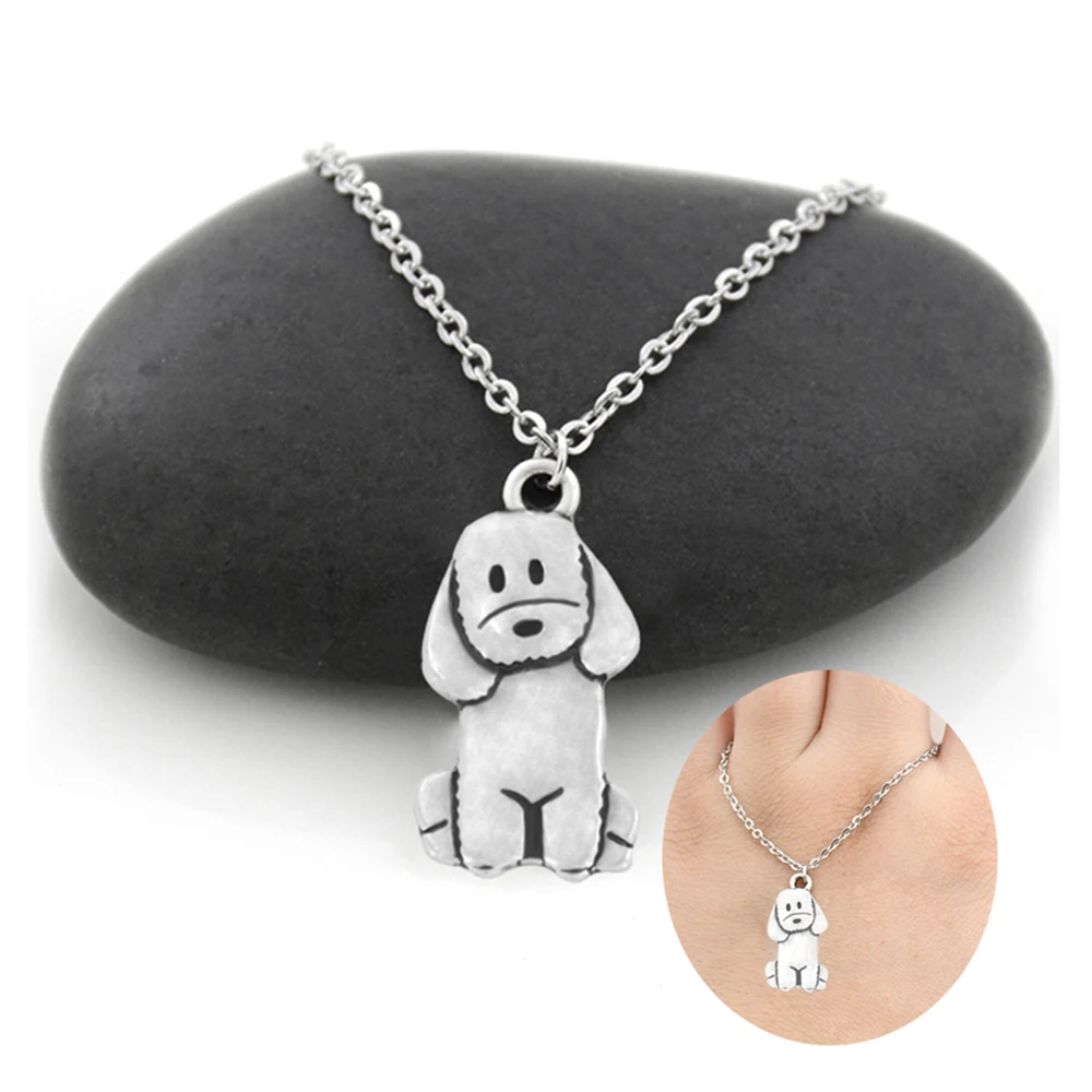 Poodle & Labradoodle Dog Puppy Pendant Necklace For Women Men Stainless Steel long Chain Dog Mom Lover Necklace Kids Jewelry