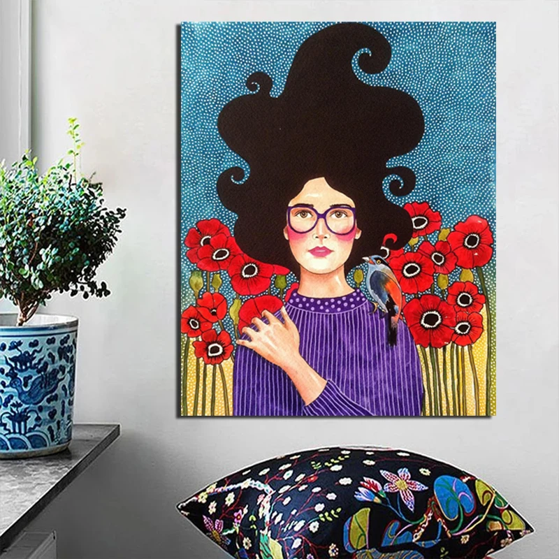 Ношение очков для девочек винтажные наклейки Холст Плакаты с живописью принты