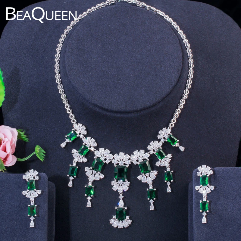BeaQueen очаровательный зеленый фианит свадебные аксессуары для одежды длинные