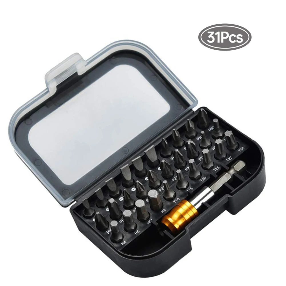 

31PCS Screwdriver Bit Set Anti Slip Screw Head With Hexagonal Magnetic Bracket Storage Box Professional Screwdriver Bits Set