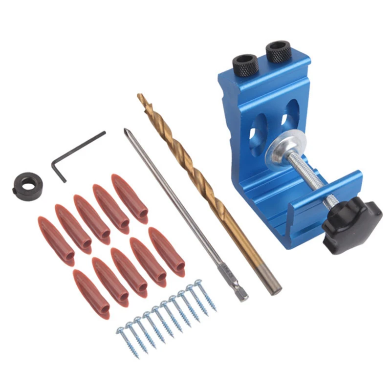 

27PCS Oblique Hole Locator Woodworking Positioner Drill Bits Pocket Hole Jig Kit Angle Drill Guide Set Carpentry Tools