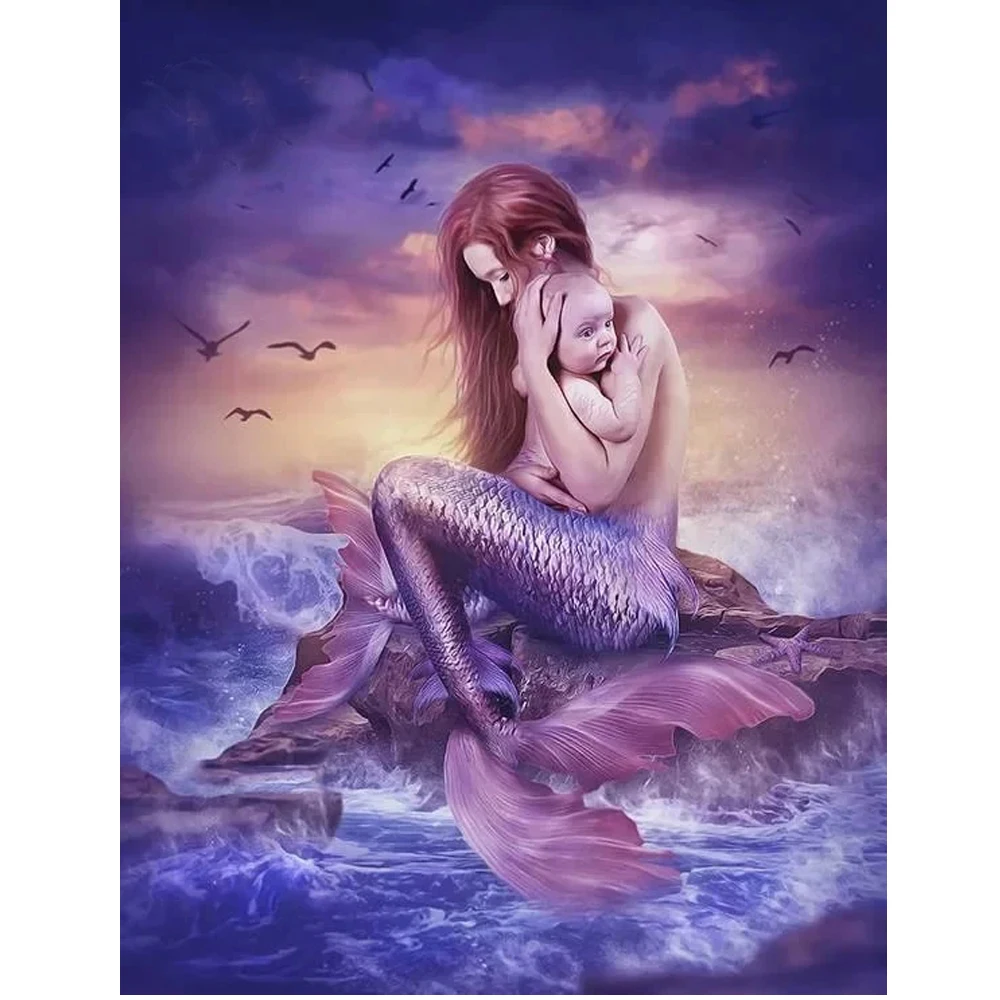 Русалки одежда для мамы и ребенка комплект алмазной вышивки сделай сам полный