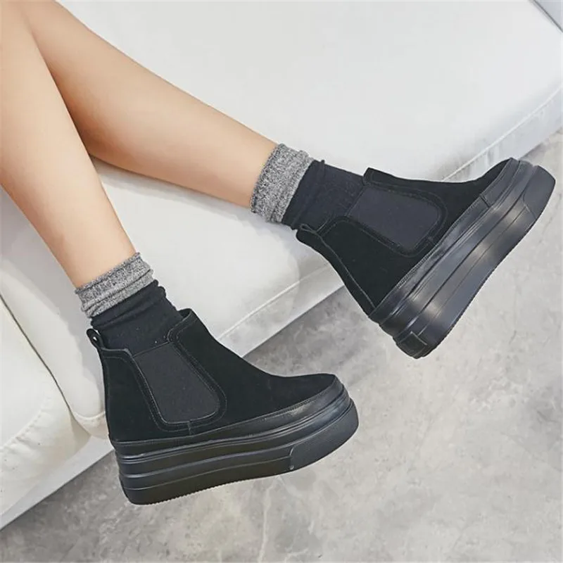 Женские Брендовые ботильоны на высокой платформе осенне-зимние туфли из