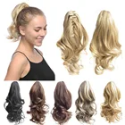 Короткие волнистые волосы Jeedou, удлинитель конского хвоста из синтетических волос, 16 дюймов, 40 см, 90 г, женские шиньоны коричневого и черного цветов