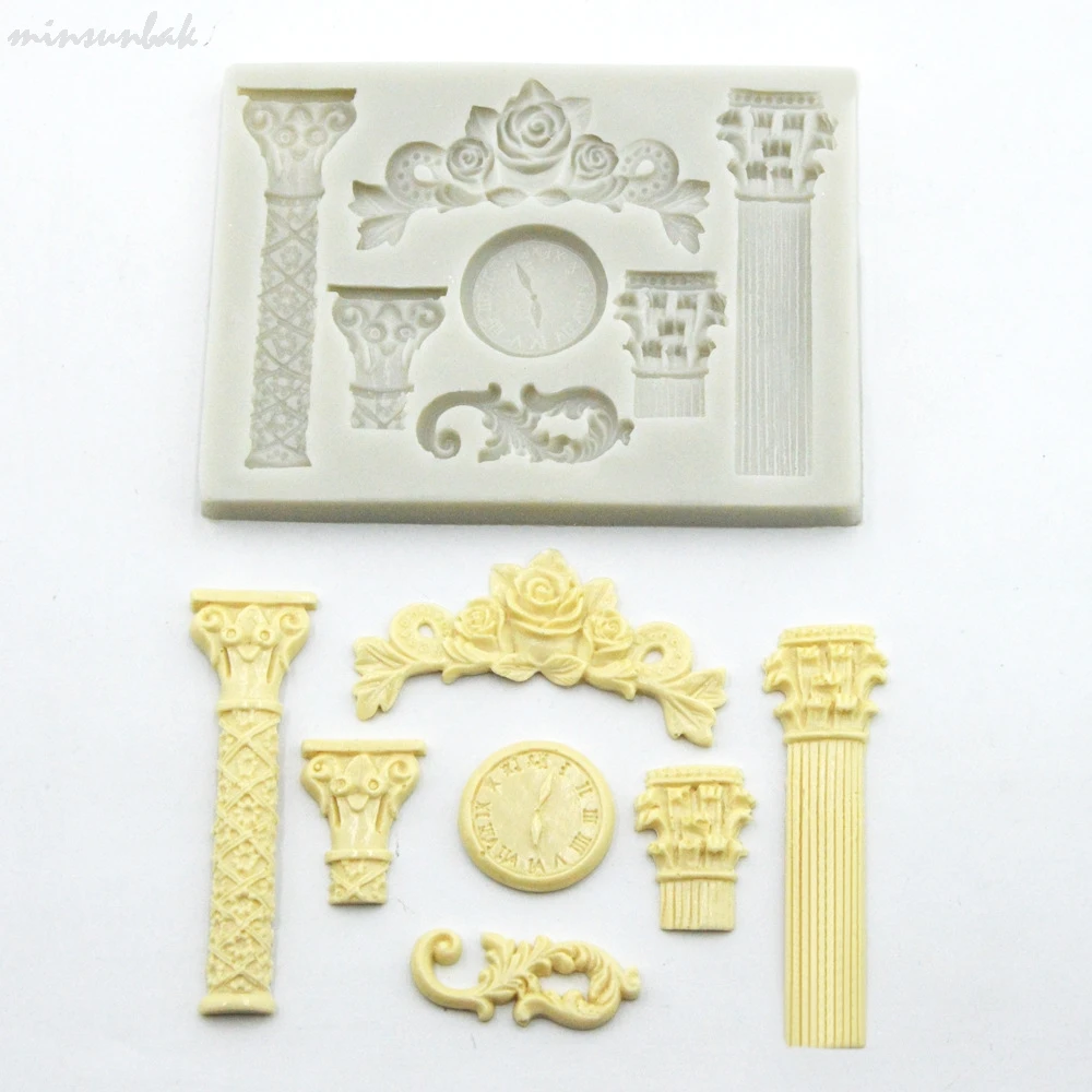 Рельефная силиконовая форма minsunbak в римском стиле для помадки римская колонна