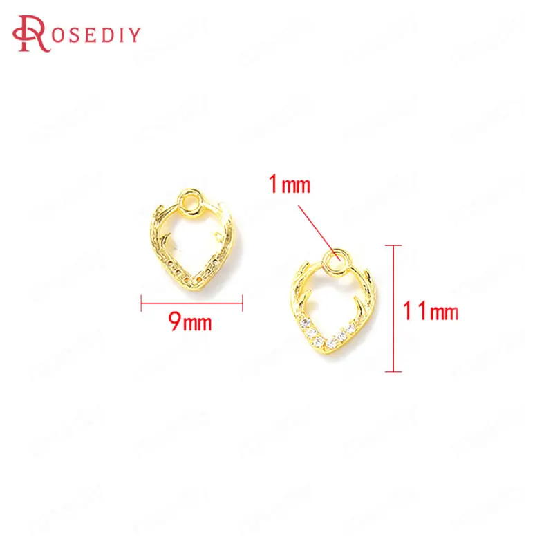 (38659)4PCS 9x11MM 24K Gold Color Brass and Zircon Antlers Charms Pendants High Quality Jewelry Making Supplies Diy Accessories |