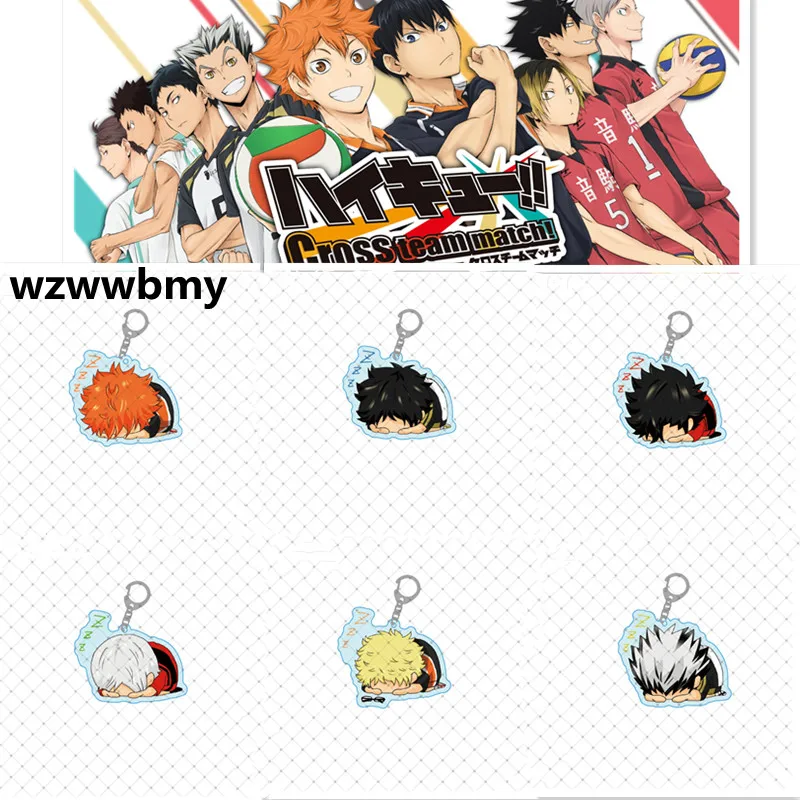 

Anime Haikyuu Volleyball Juvenile Keychain Cute Time Gem Cabochon Glass Key Chain Children Bag Pendant Keyring Gift for Friend