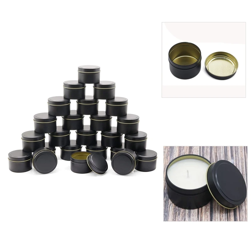 

Candle Tins 24 Piece, Oz Candle Containers, Candle Jars for Candle Making,Handmade Candle Making Tools(Black)