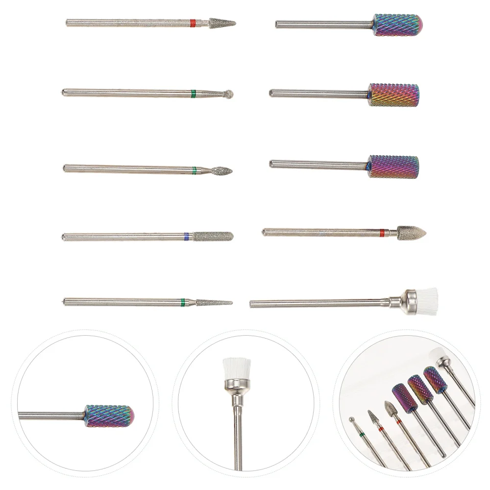 

10pcs Nail Art Metal Drill Bits Manicure Cuticle Cleaner Carbide Drill Bit